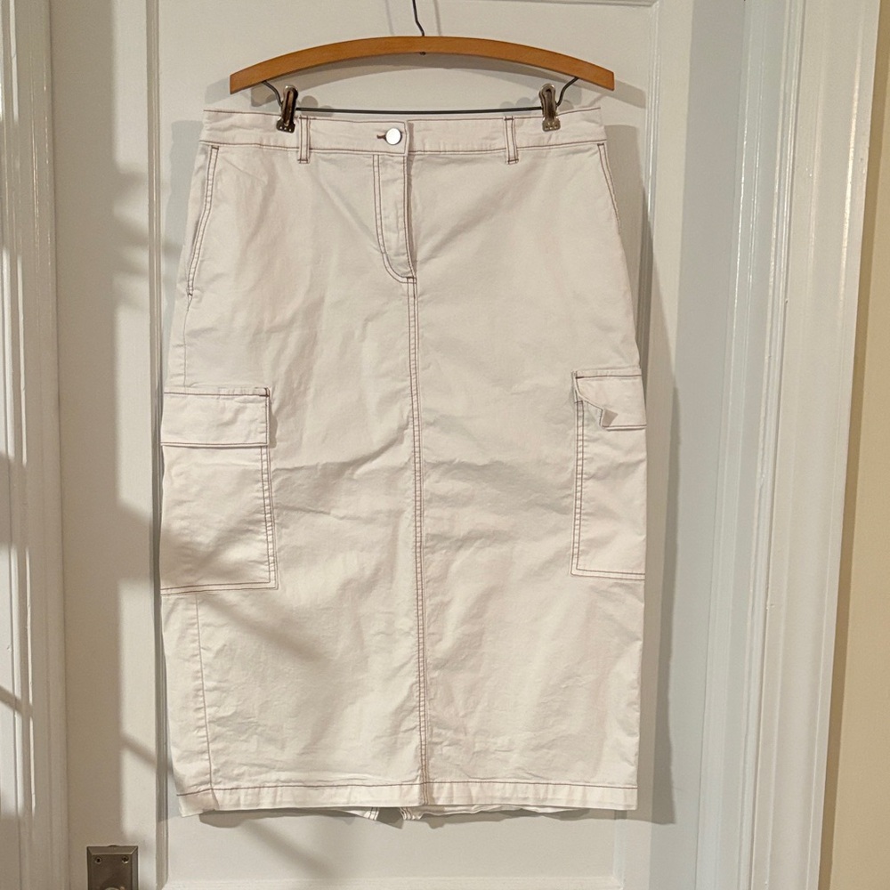 Nicole Miller Cream Cotton Midi Skirt